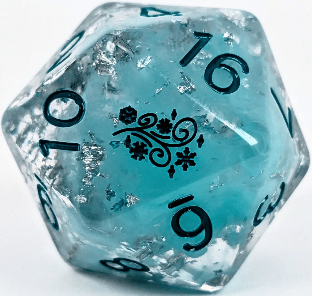 Roll 4 Initiative Arctic Blast with Symbol XL D20 30mm image 0